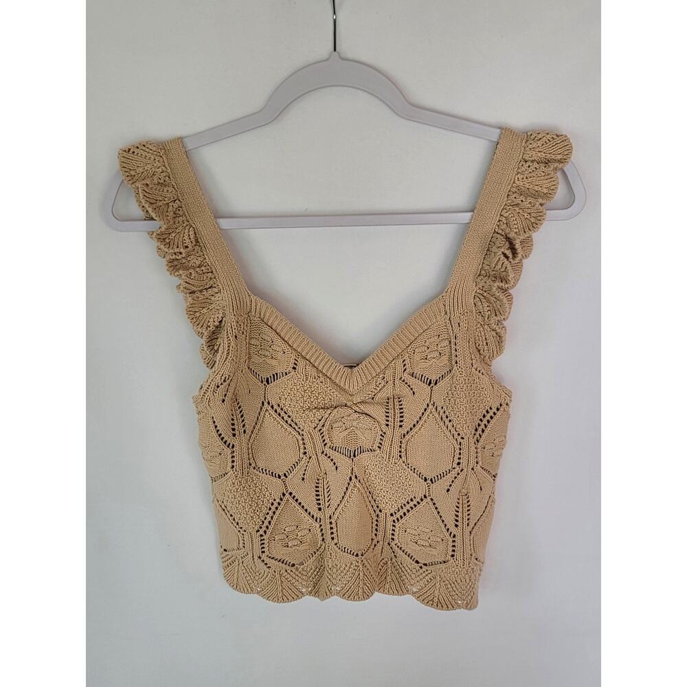 NWT Chelsea & Violet Boho Hippie Festival Crochet Ruffle Tank Top Women's Small - Picture 3 of 13